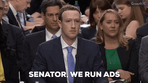 Mark Zuckerberg testifying — 'Senator, we run ads'